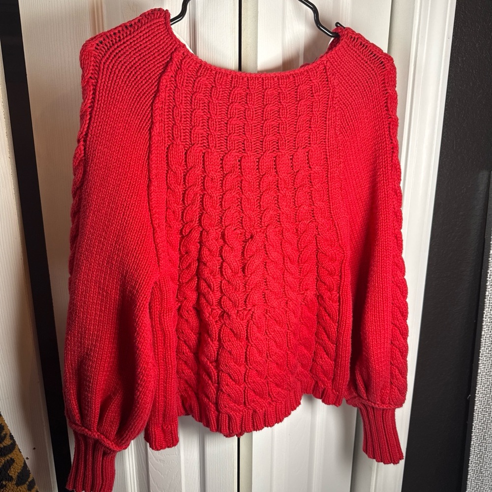 Double Zero Vibrant Red Cable Knit Sweater